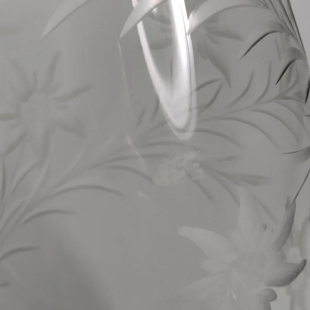 Vintage Floral Cut Glass Footed Clear Decorative Flared Bud Vase